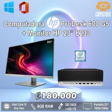 Combo de Computadora HP ProDesk 600 G5 SFF + Monitor HP 23"