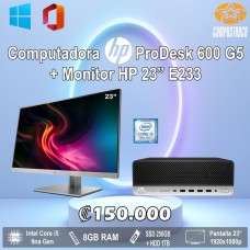 Combo de Computadora HP ProDesk 600 G5 SFF + Monitor HP 23"