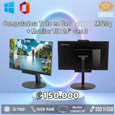 Computadora Todo En Uno LENOVO M720Q + Monitor TIO 24" Gen 3