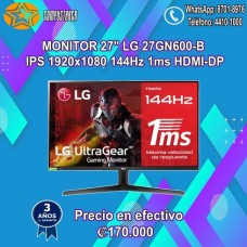 Monitor 27" LG 27GN600-B IPS 1920x1080 144Hz 1ms HDMI/DP